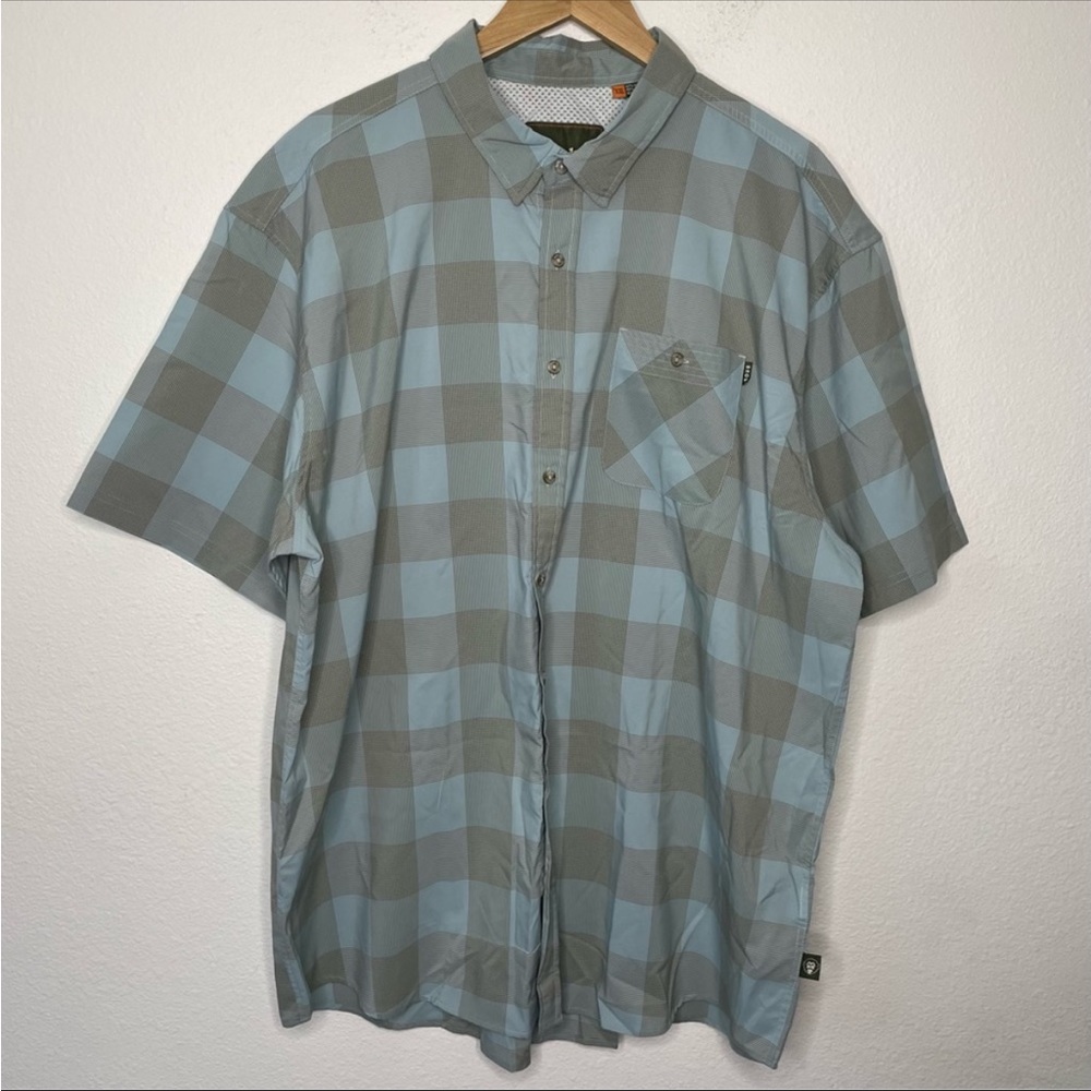 Howler Brothers Garcia Gingham Steel Blue Airwave Short Sleeve Button Down Shirt